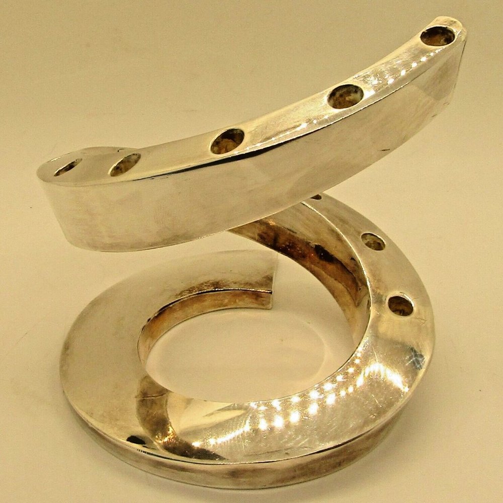 Dansk Jens Quistgaard Spiral Danish Modern Silver Plate Tapered Candle Holder - Picture 7 of 10